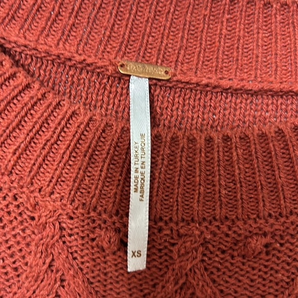 Free People Terracotta Cable Knit Midi Nicole Sweater Dress Size XS - Picture 4 of 7